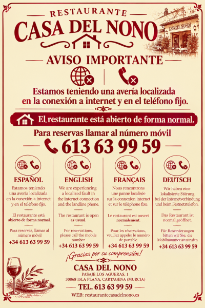 Aviso vintage de Casa del Nono